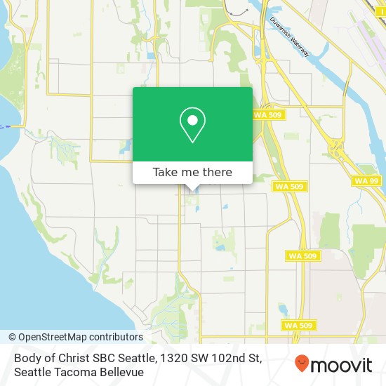 Body of Christ SBC Seattle, 1320 SW 102nd St map