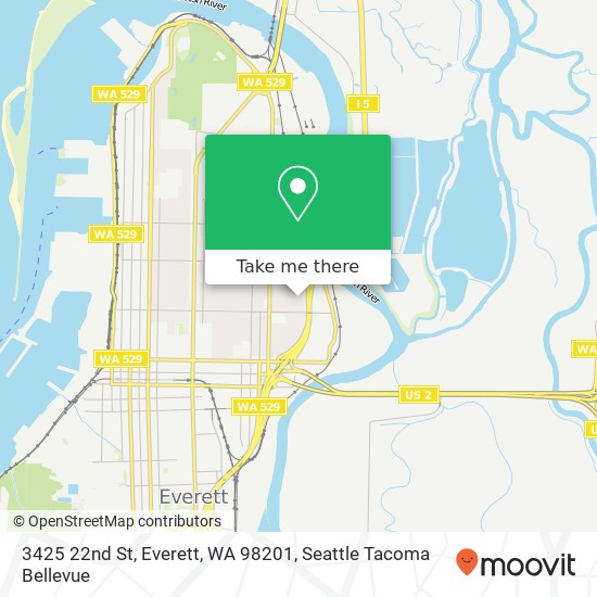 Mapa de 3425 22nd St, Everett, WA 98201