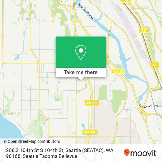 Mapa de 208,S 104th St S 104th St, Seattle (SEATAC), WA 98168