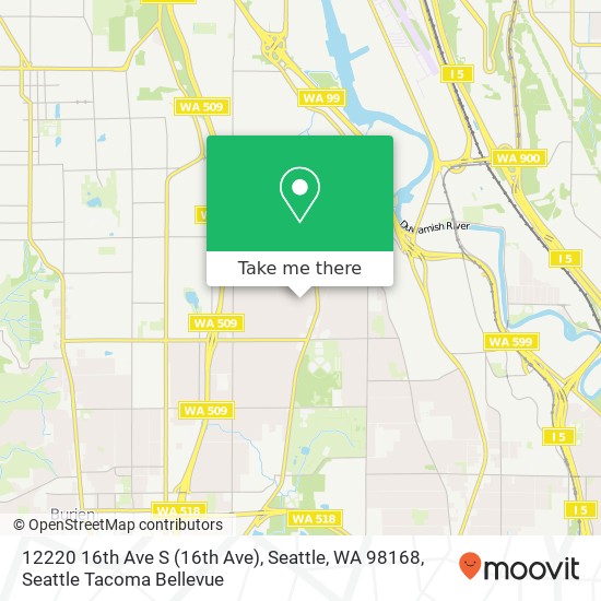 Mapa de 12220 16th Ave S (16th Ave), Seattle, WA 98168