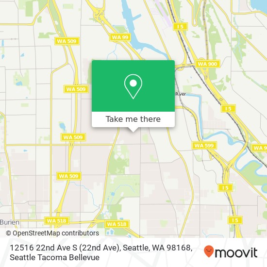 Mapa de 12516 22nd Ave S (22nd Ave), Seattle, WA 98168