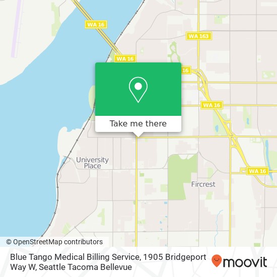 Mapa de Blue Tango Medical Billing Service, 1905 Bridgeport Way W