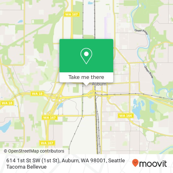 Mapa de 614 1st St SW (1st St), Auburn, WA 98001