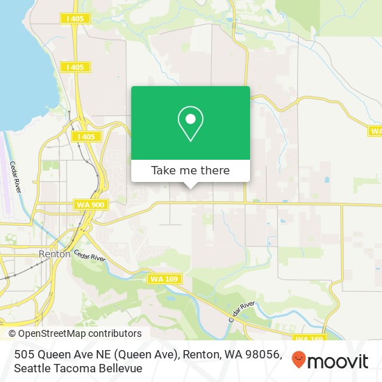 Mapa de 505 Queen Ave NE (Queen Ave), Renton, WA 98056