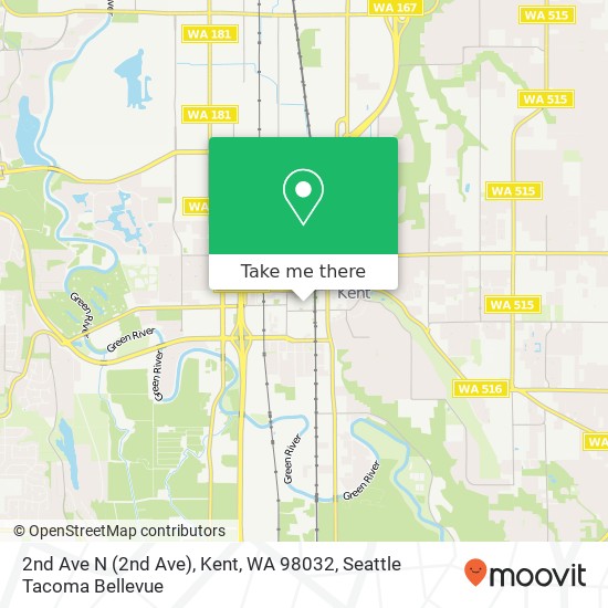 Mapa de 2nd Ave N (2nd Ave), Kent, WA 98032