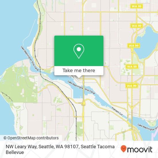Mapa de NW Leary Way, Seattle, WA 98107
