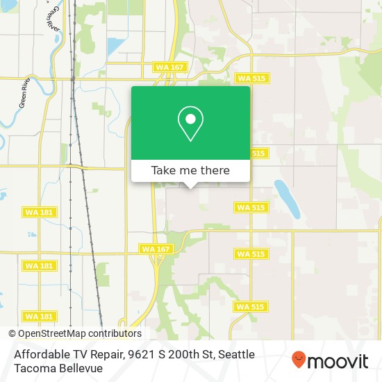 Affordable TV Repair, 9621 S 200th St map