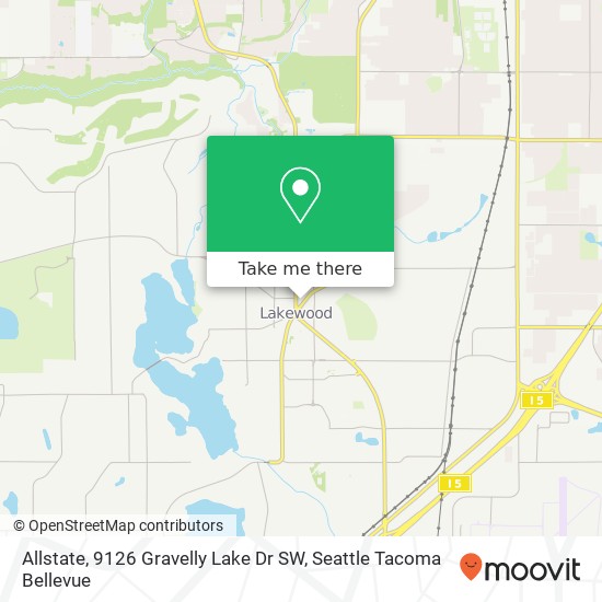 Mapa de Allstate, 9126 Gravelly Lake Dr SW