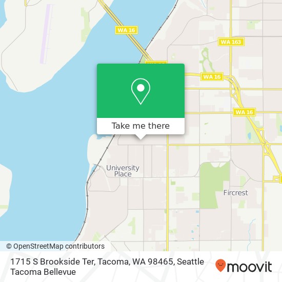 Mapa de 1715 S Brookside Ter, Tacoma, WA 98465
