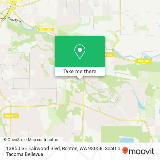 Mapa de 13850 SE Fairwood Blvd, Renton, WA 98058