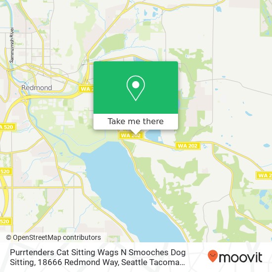 Mapa de Purrtenders Cat Sitting Wags N Smooches Dog Sitting, 18666 Redmond Way