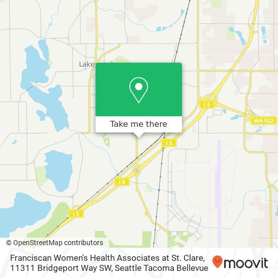 Mapa de Franciscan Women's Health Associates at St. Clare, 11311 Bridgeport Way SW