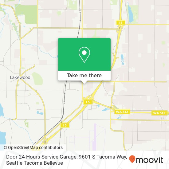 Mapa de Door 24 Hours Service Garage, 9601 S Tacoma Way