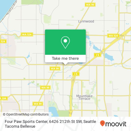 Mapa de Four Paw Sports Center, 6426 212th St SW