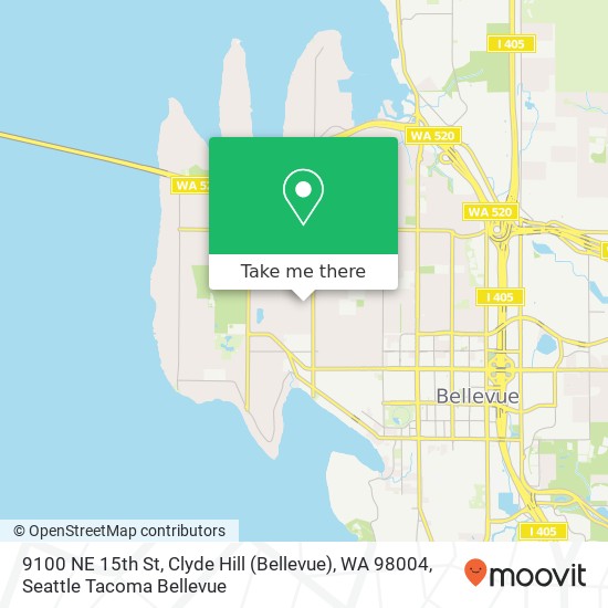 Mapa de 9100 NE 15th St, Clyde Hill (Bellevue), WA 98004