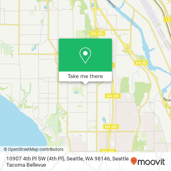 Mapa de 10907 4th Pl SW (4th Pl), Seattle, WA 98146