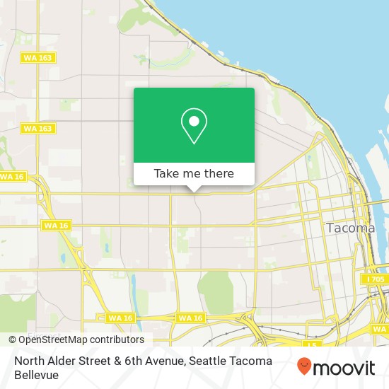 Mapa de North Alder Street & 6th Avenue, N Alder St & 6th Ave, Tacoma, WA 98406, USA