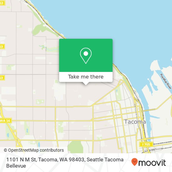 Mapa de 1101 N M St, Tacoma, WA 98403