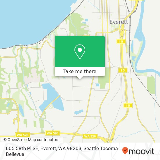 Mapa de 605 58th Pl SE, Everett, WA 98203