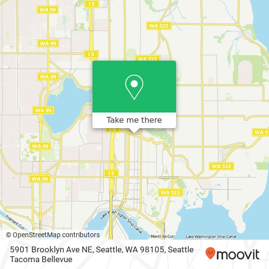 Mapa de 5901 Brooklyn Ave NE, Seattle, WA 98105