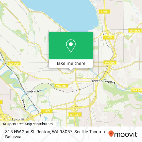 Mapa de 315 NW 2nd St, Renton, WA 98057