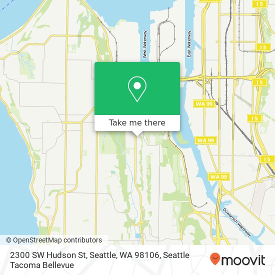 Mapa de 2300 SW Hudson St, Seattle, WA 98106
