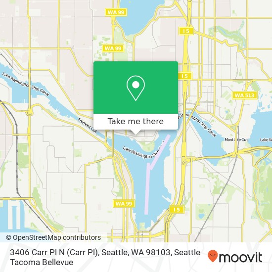 Mapa de 3406 Carr Pl N (Carr Pl), Seattle, WA 98103