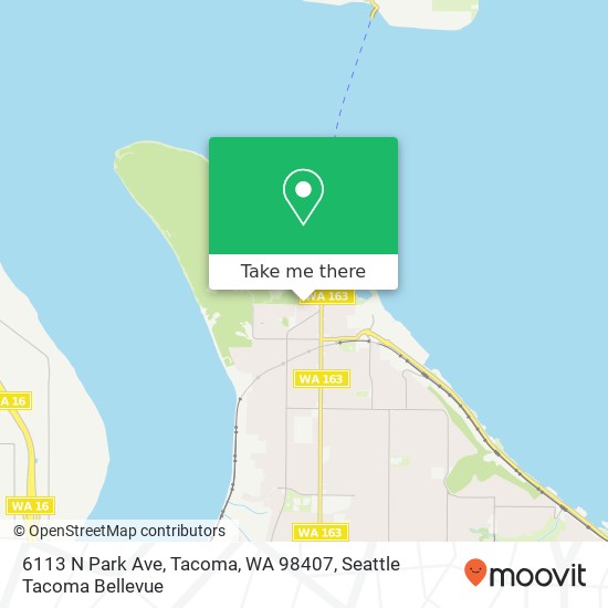 Mapa de 6113 N Park Ave, Tacoma, WA 98407