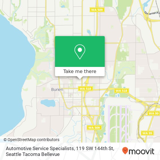 Mapa de Automotive Service Specialists, 119 SW 144th St