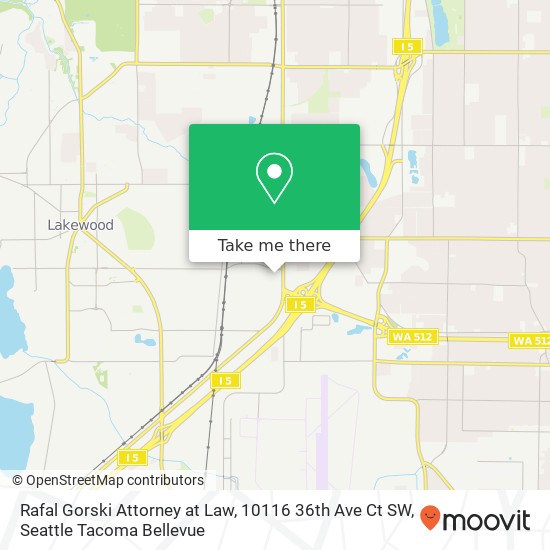 Mapa de Rafal Gorski Attorney at Law, 10116 36th Ave Ct SW