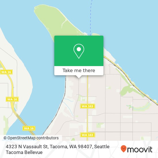 Mapa de 4323 N Vassault St, Tacoma, WA 98407