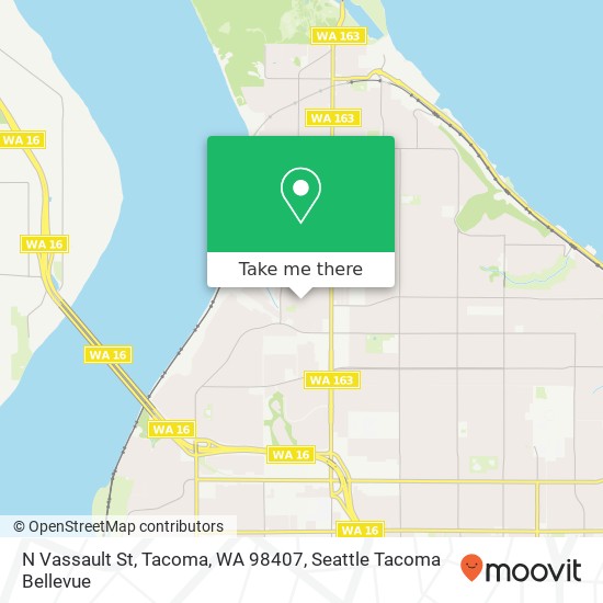 Mapa de N Vassault St, Tacoma, WA 98407