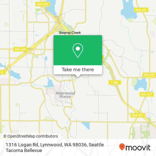 Mapa de 1316 Logan Rd, Lynnwood, WA 98036