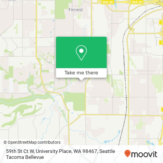 Mapa de 59th St Ct W, University Place, WA 98467