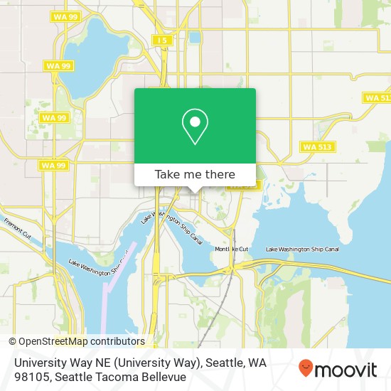 Mapa de University Way NE (University Way), Seattle, WA 98105