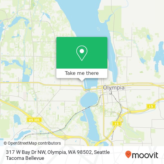 Mapa de 317 W Bay Dr NW, Olympia, WA 98502