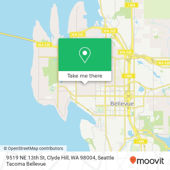 Mapa de 9519 NE 13th St, Clyde Hill, WA 98004