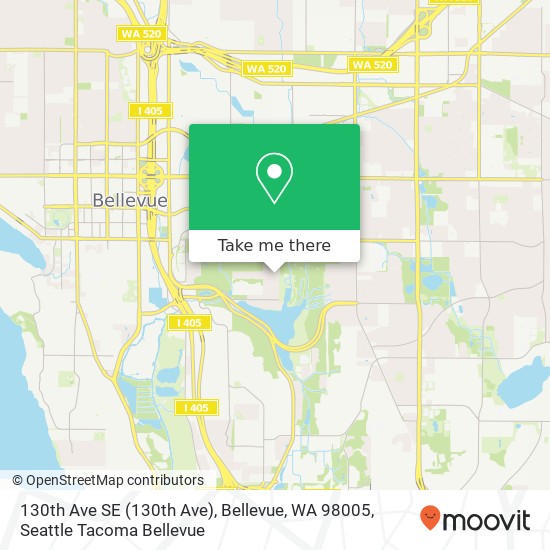 Mapa de 130th Ave SE (130th Ave), Bellevue, WA 98005