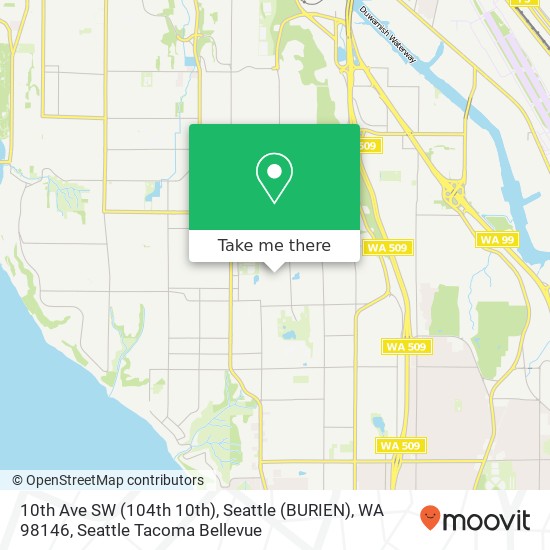 Mapa de 10th Ave SW (104th 10th), Seattle (BURIEN), WA 98146