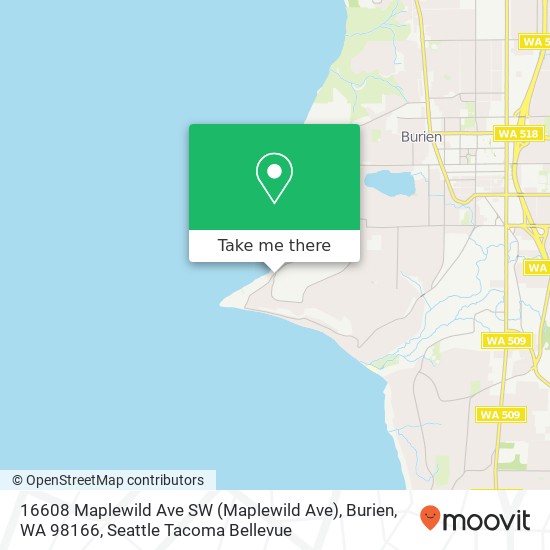 Mapa de 16608 Maplewild Ave SW (Maplewild Ave), Burien, WA 98166