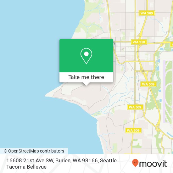 Mapa de 16608 21st Ave SW, Burien, WA 98166