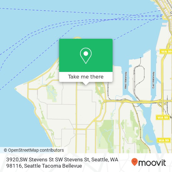 Mapa de 3920,SW Stevens St SW Stevens St, Seattle, WA 98116