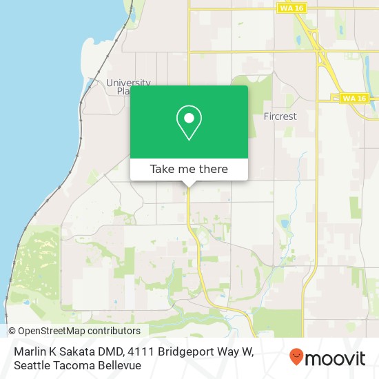 Mapa de Marlin K Sakata DMD, 4111 Bridgeport Way W