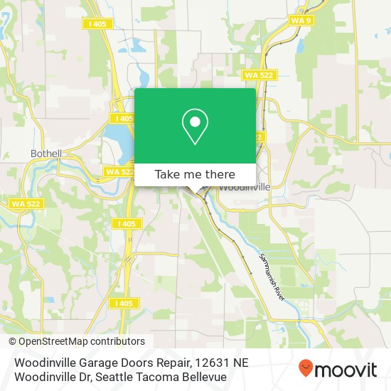 Mapa de Woodinville Garage Doors Repair, 12631 NE Woodinville Dr