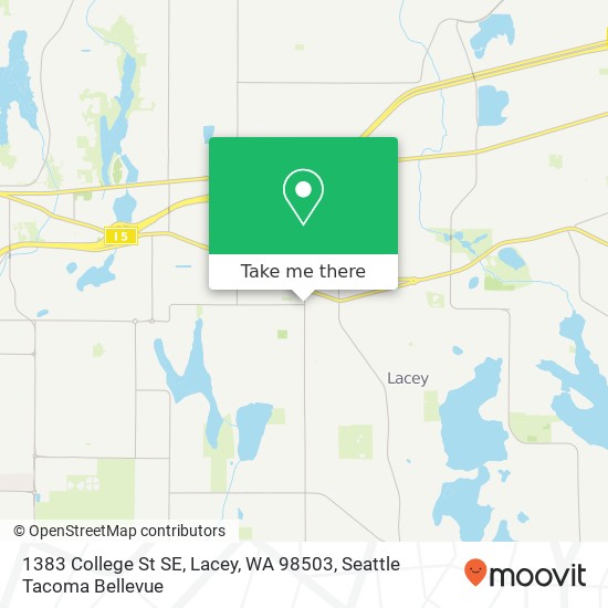 Mapa de 1383 College St SE, Lacey, WA 98503