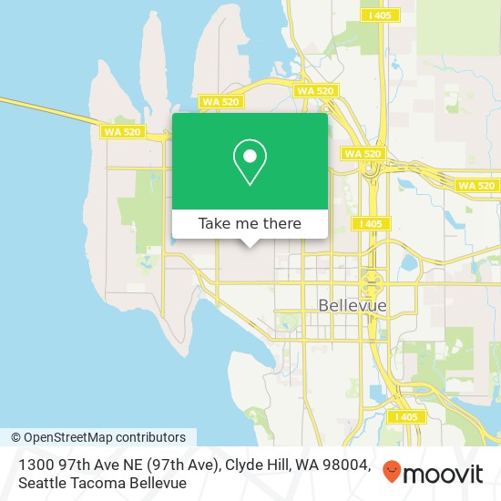 Mapa de 1300 97th Ave NE (97th Ave), Clyde Hill, WA 98004