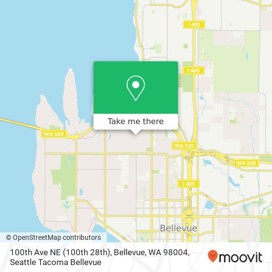 Mapa de 100th Ave NE (100th 28th), Bellevue, WA 98004