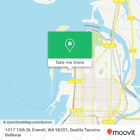 Mapa de 1017 13th St, Everett, WA 98201