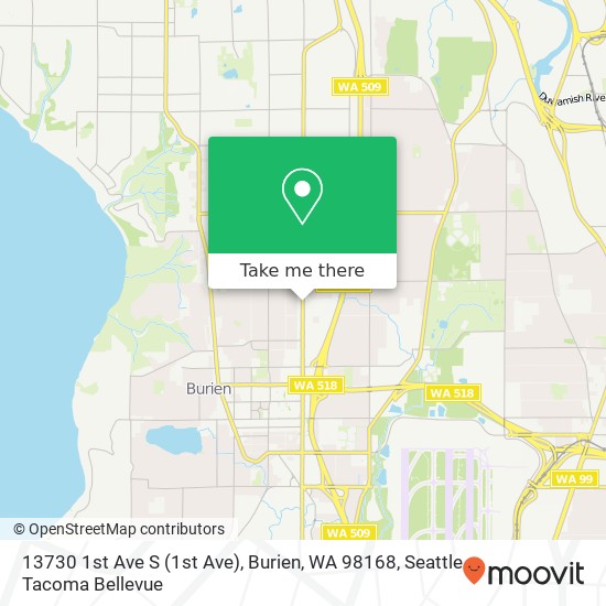 Mapa de 13730 1st Ave S (1st Ave), Burien, WA 98168