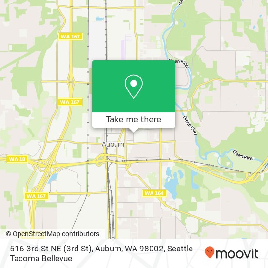 Mapa de 516 3rd St NE (3rd St), Auburn, WA 98002